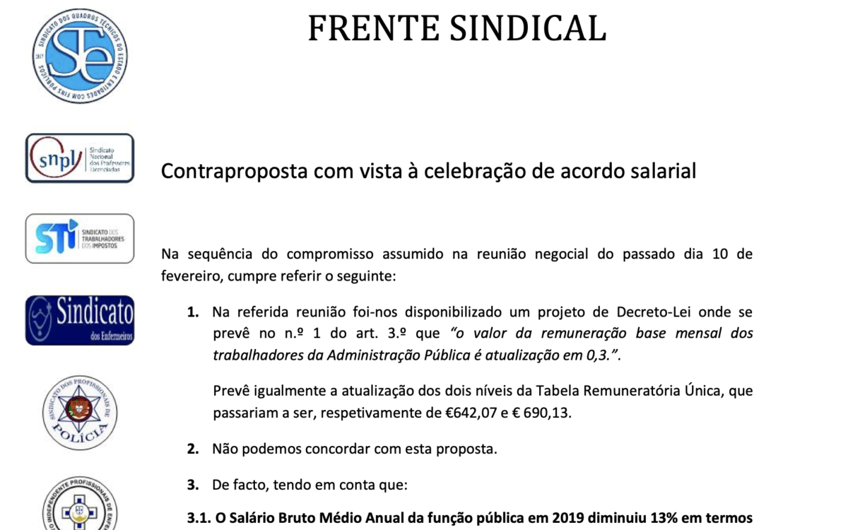 Contraproposta apresentada ao Governo em 17.02.2020