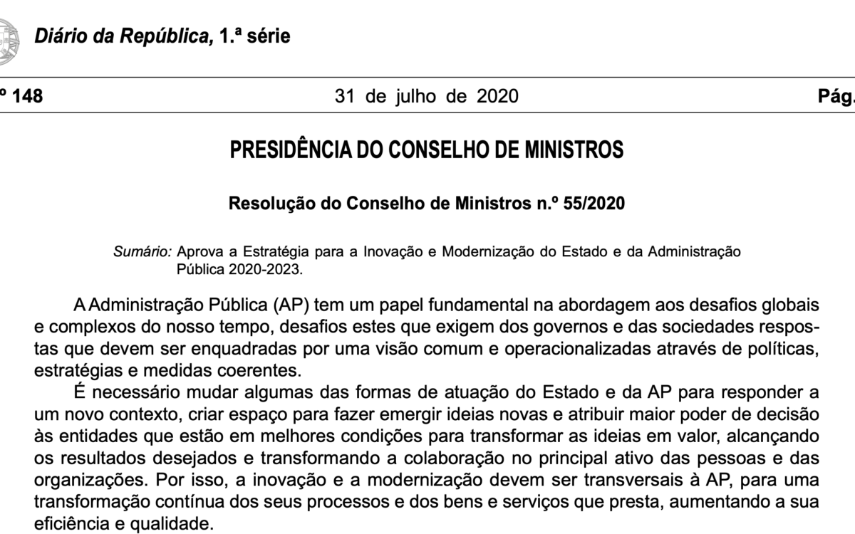 Estratégia para a inovação e modernização do Estado e da Administração Pública 2020-2023